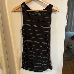 Prana Black and White Striped Tank Top with front pocket
